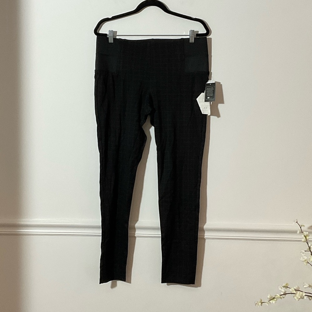 Charcoal Gray and Brown Plaid Print Leggings with Sparkle